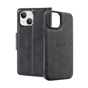 iPhone 14 Pro Max Magnetic Flip Wallet Case Cover with Drop-Resistant PU Leather, Multiple Card Holder Slots & Secure Front Screen Cover - Black